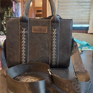 Wrangler Tote Charcoal Handbag with Braided Detail